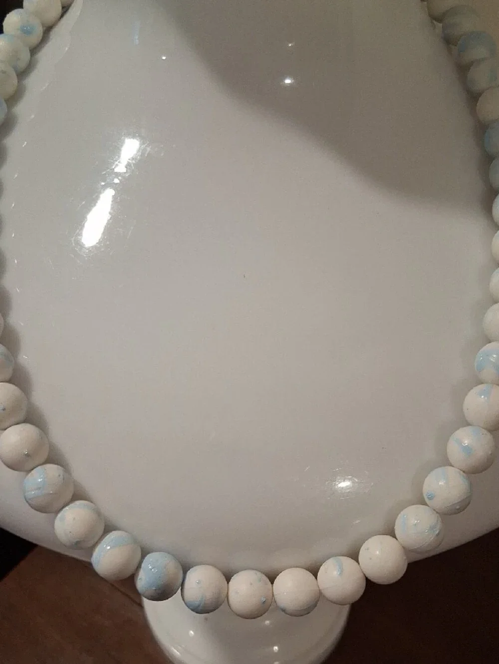 White and Light Blue Beaded Necklace for Women